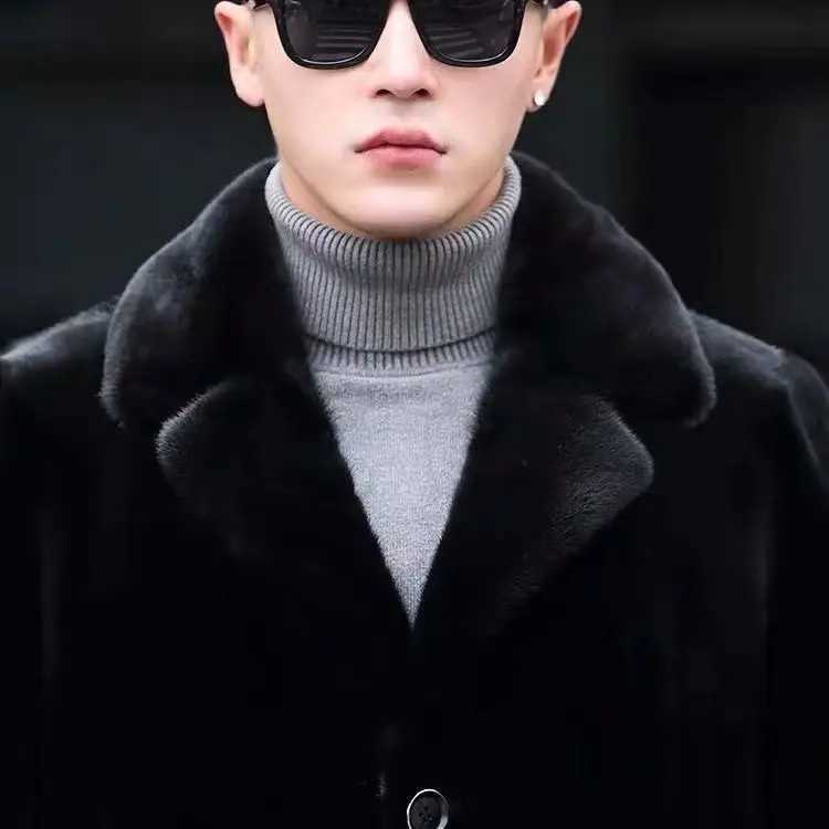 Winter Coat Mens Thickened Mink Coat Suit Collar Mink New Faux FurXJ241102