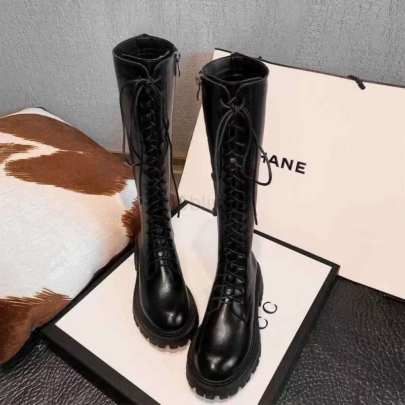 Leather Hot Knee High For Women Lace-Up Riding Boots New In Blue, Beige, Black - Sizes 34-40