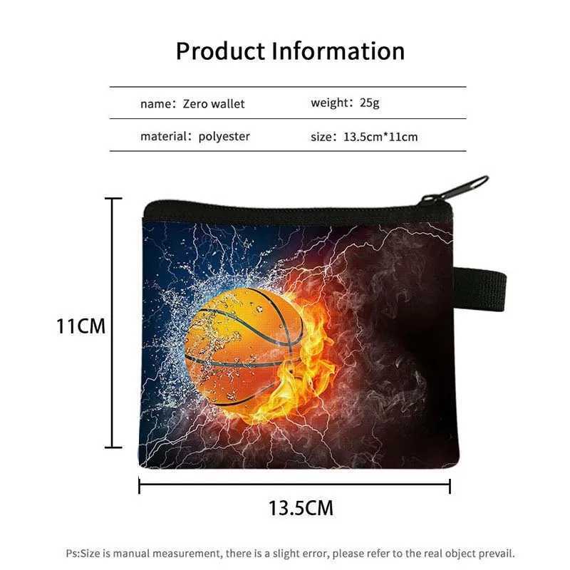 9 Colors 3D Print Football Basketball Children Plush Coin Purse Polyer Zip Change Purse Mini Wallet Kids Girl Women For GiftXJ241111