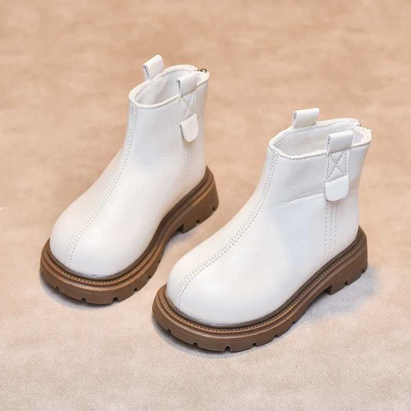 Girls childrens leather boots fashionable solid color boys ankle boots autumn new version childrens shoes princess short boots M241102