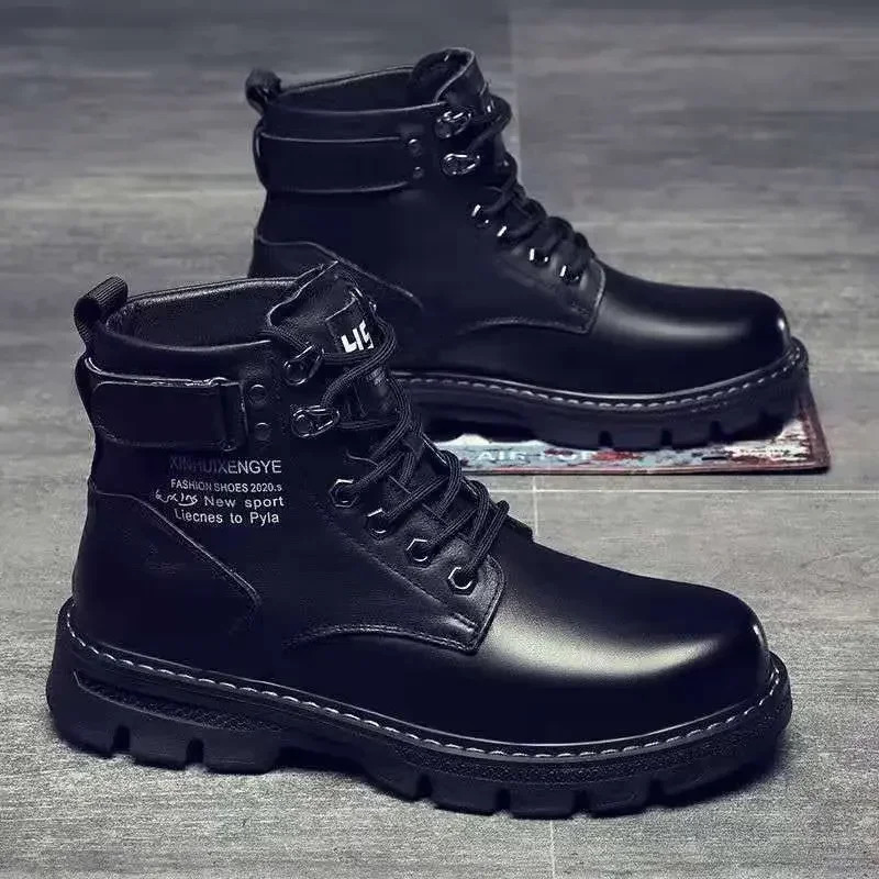 Leather mens boots black waterproof mens shoes spring and autumn anti slip promotion comfortable shoes providing retro sales 241031
