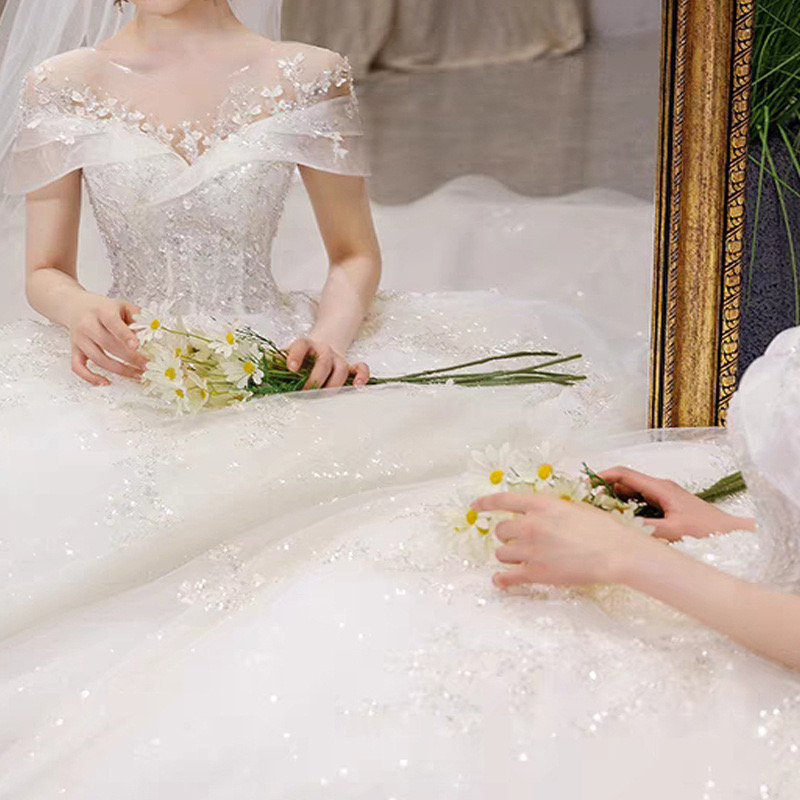 princess bg wedding dress Tulle Sweep Train Zipper beach Boho Lace Wedding Dress 2024 Plus Size Bride gowns new Robe De Mariee Ruched Country Beach ve