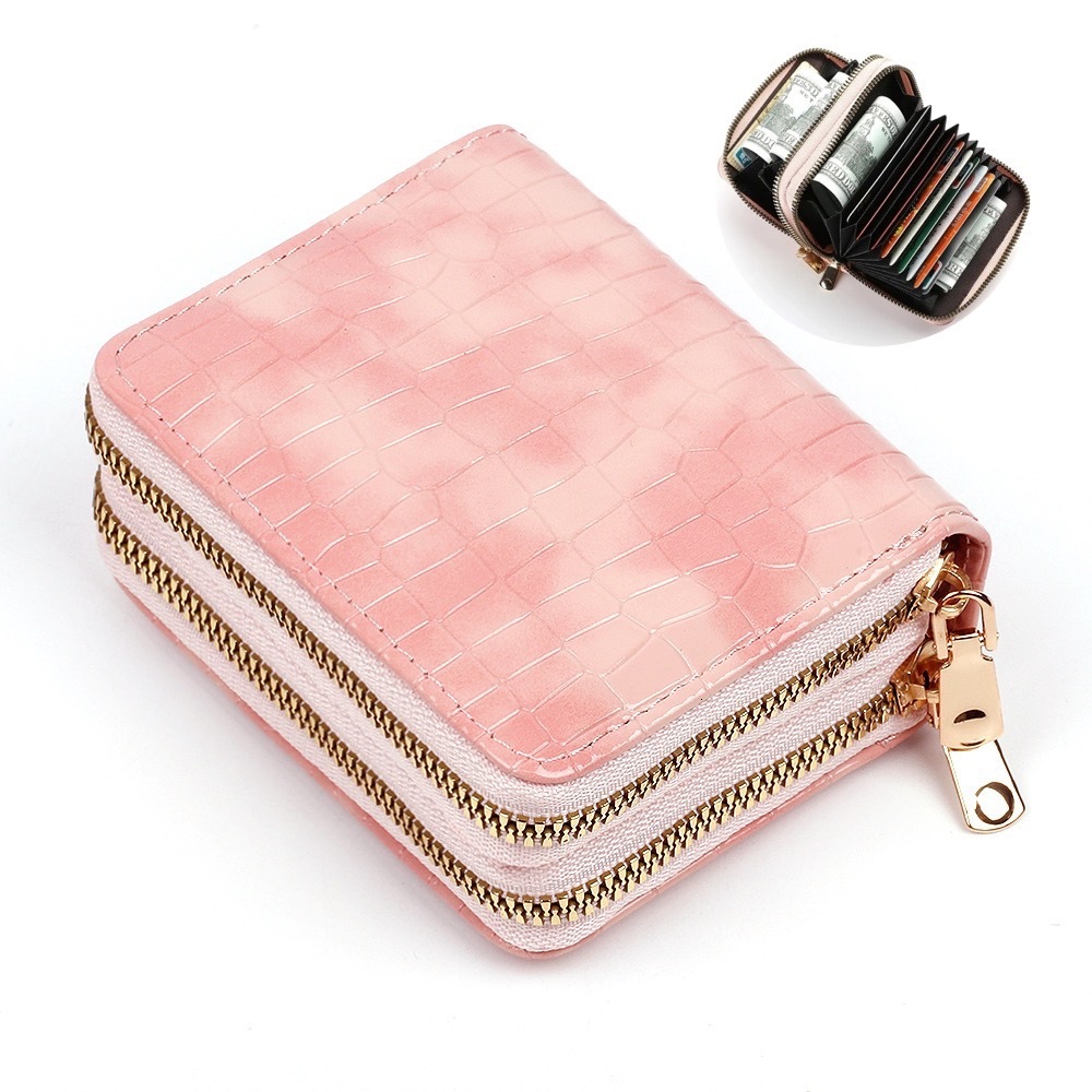 New Crocodile Pattern Organ Double layer Zipper Women's Wallet Large Capacity PU Bag Multi functional Card Bag