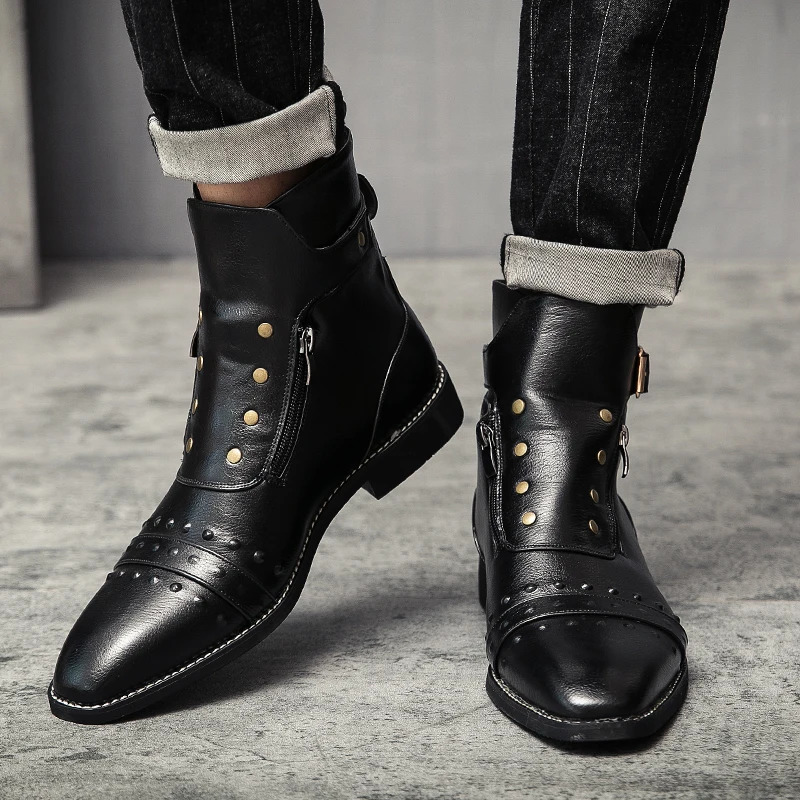 Mens shoes high-quality mens ankle boots mens classic Pointed Party motorcycle boots Chelsea boots winter cowboy boots 241031