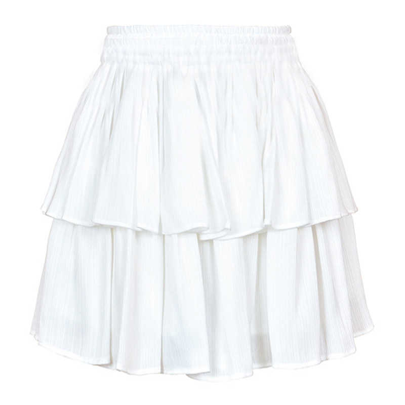 Women Bohemian Skirt Lace Side WoMens Double-layer Cotton Cake Skirt Solid Color Ruffled Elastic Short Skirt 241023