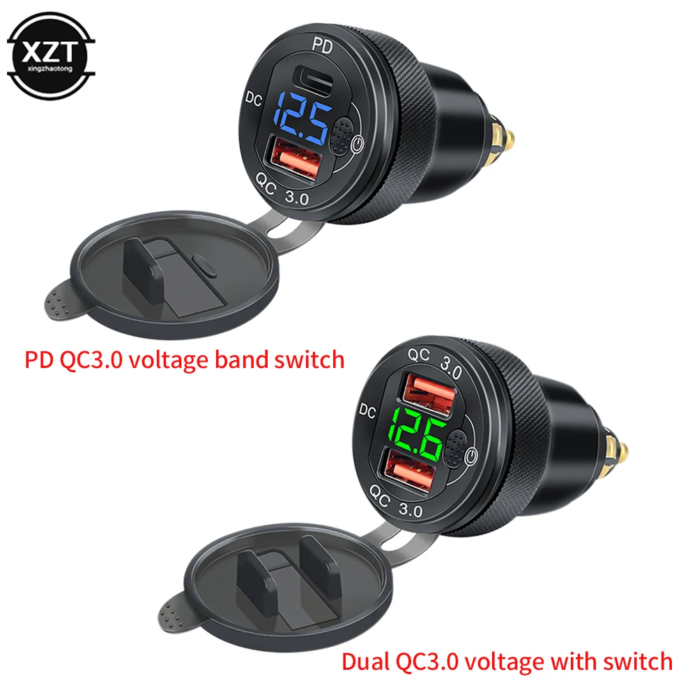 Car Charger Dual new QC3.0 USB Fast PD Charger 2025 12-24V Aluminum Alloy Black Qiuck Charging Adapter for Car Motorcycle