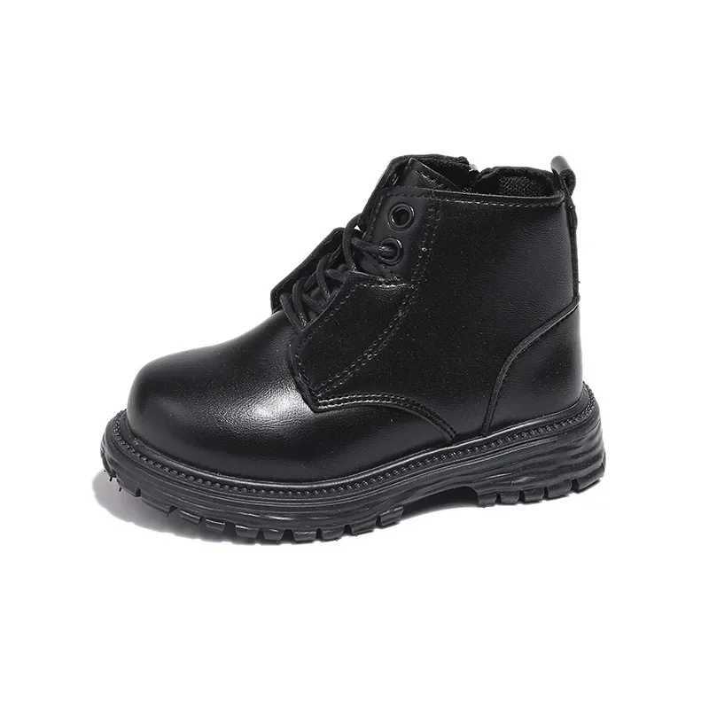 Childrens Short Boots Fashion Edition Boys and Girls Motorcycle Boots Solid Color New Childrens Ankle Boots Pu Leather Thick Bottom M241102