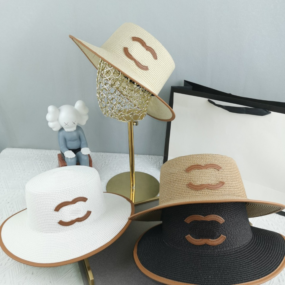 Designer Wide Brim Hats Luxury Straw Hat With Brim Casquette Summer Beach Vacation Fashion Casual Sun Caps