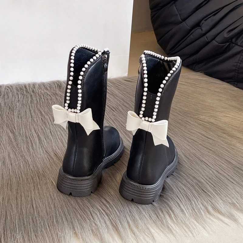 Winter childrens shoes girls boots sweet childrens fashionable cotton boots aisle version anti slip princess leather boots M241102