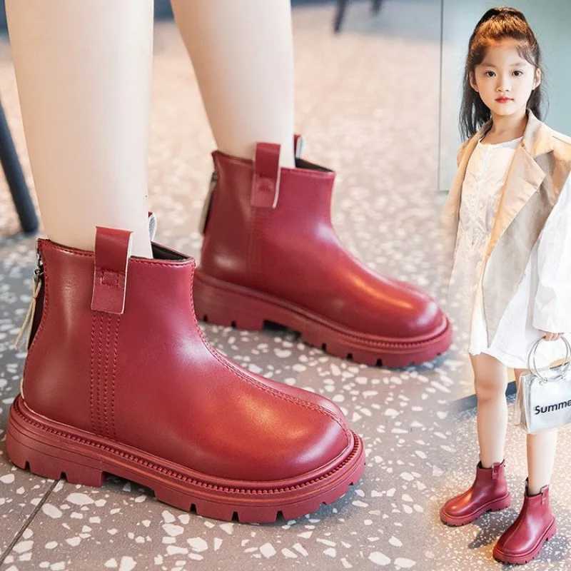 Girls ankle boots childrens rubber boots unisex fashion autumn winter back zipper simple classic childrens winter shoes anti slip M241102