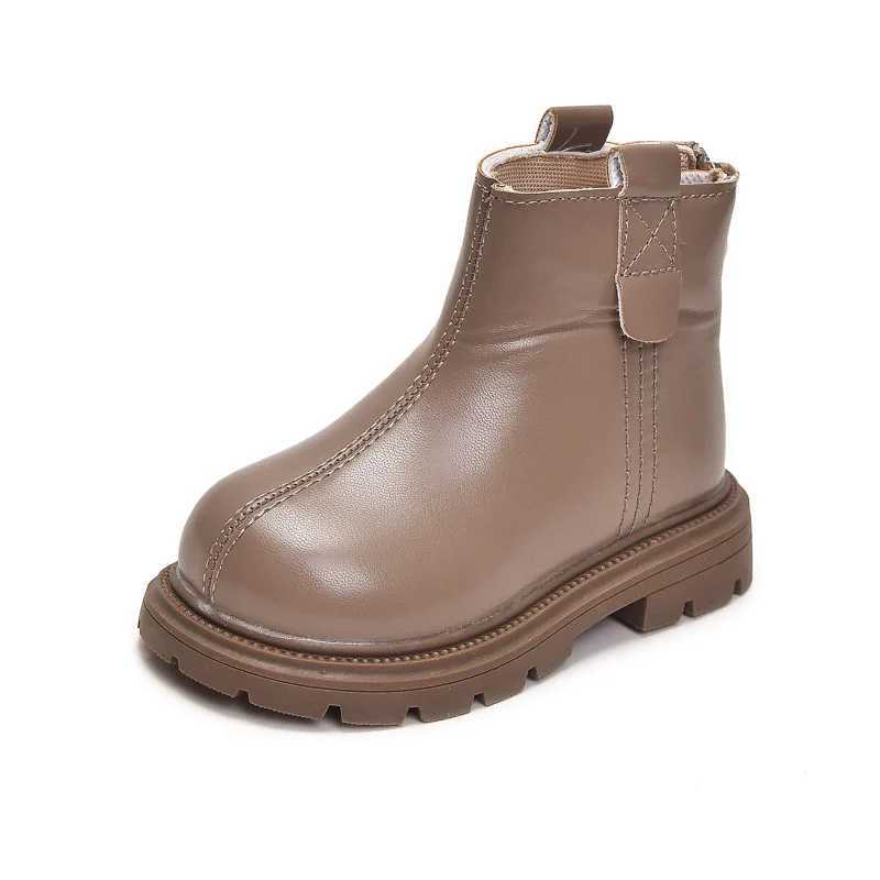 Girls childrens leather boots fashionable solid color boys ankle boots autumn new version childrens shoes princess short boots M241102