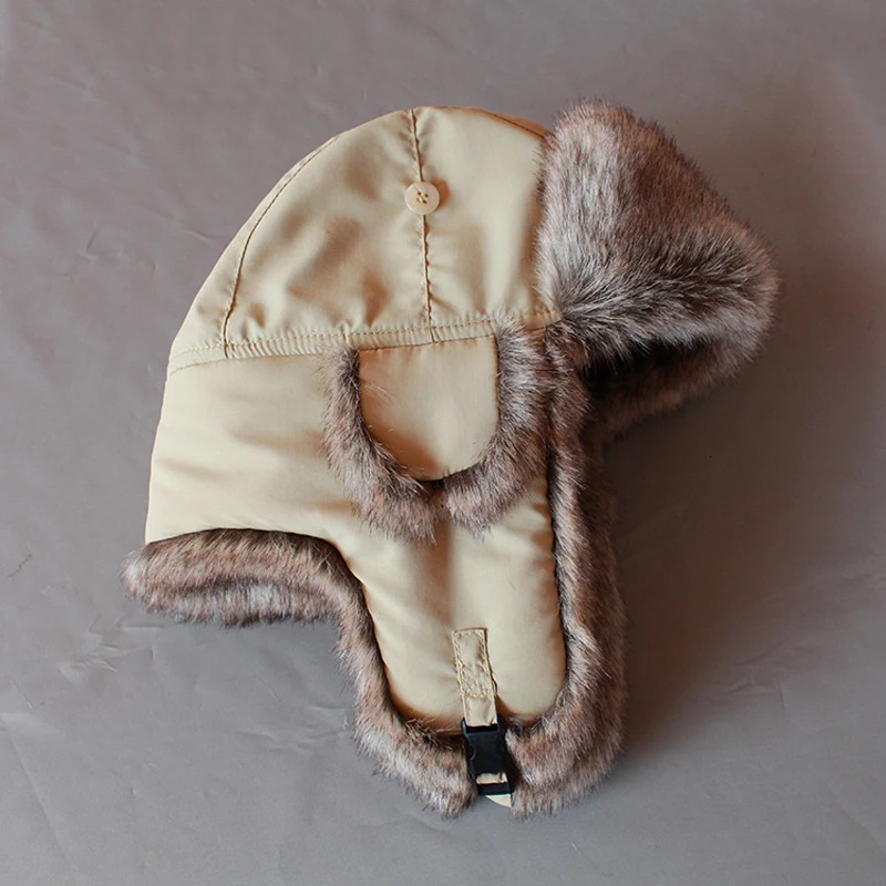 Neutral winter warm Russian hat faux fur trap hat mens windproof bomber hat Usanka earmuffs 241031