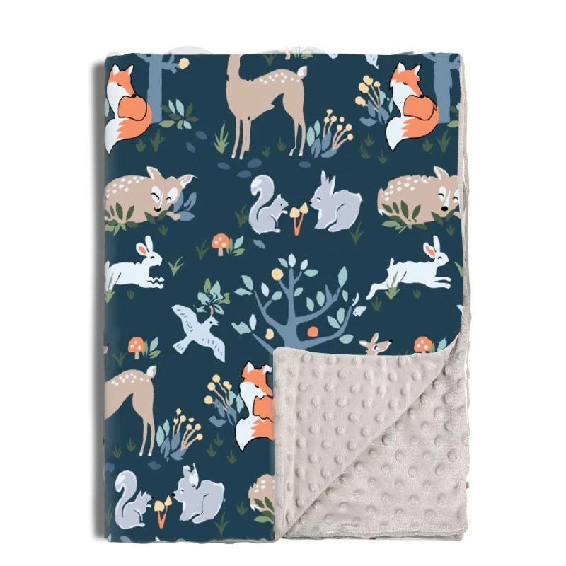 Ultra-Soft Baby Minky Blanket Printed Crib Bed Throw Blanket Plush Baby Blanket