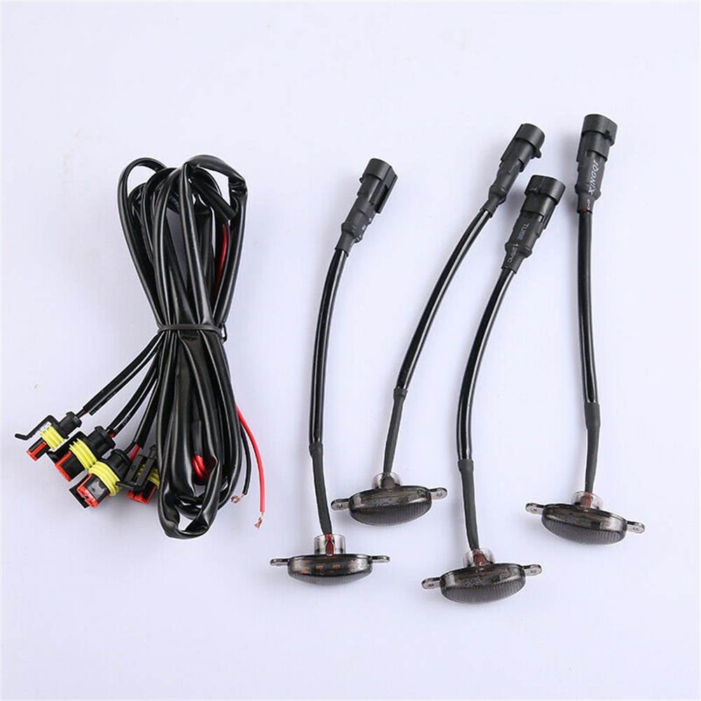 Front Grille LED Light Raptor Style Grill 4pcs Smoked Lens Amber Car Light LED Running Lights For Jeep Grand Cherokee 2003-2021