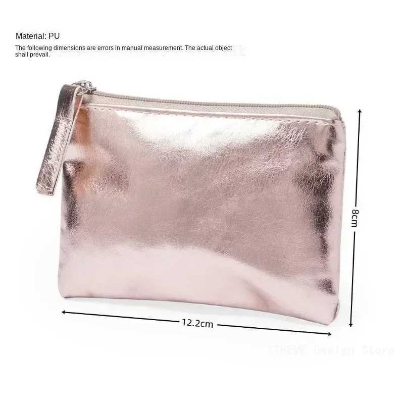 2024 Sier Gold PU Leather Coin Purse Wallet Simple Fi Waterproof Coin Bag Portable Card Holder Key Coin Earphe PouchXJ241111