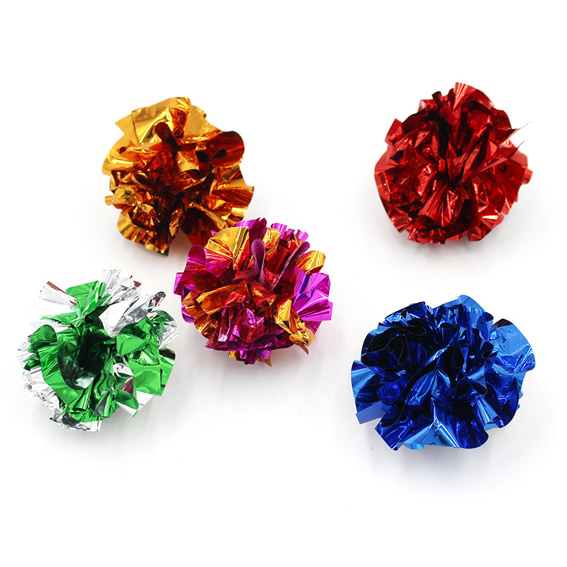 12Pcs/Pack Cat Toys Mylar Crinkle Ball Ring Paper Sound Toy for Cats Kitten Interactive Pet Cat Supplies Multicolor