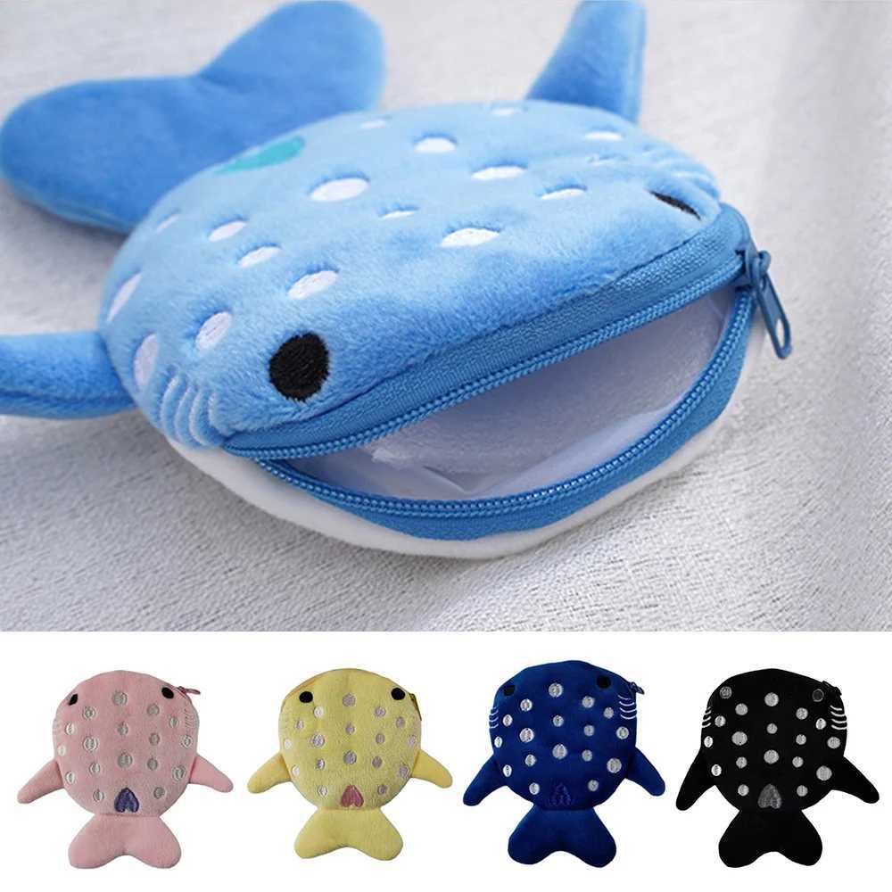 Cute Carto Shark Coin Purse Zipper Plush Women Wallet Coin Bag Headphe Key Data Cable Storage Bag Earphe Cover Coin PouchXJ241111