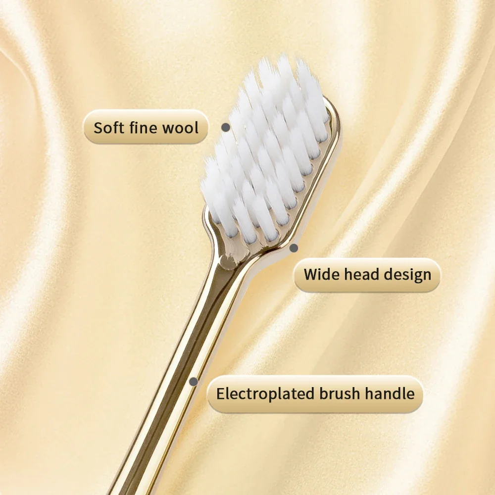 New Luxury Soft Toothbrush Men Women Adult Tooth Brush Gold Silver Dental Brushes Elegance Gentle Toothbrushes Drop Shipping