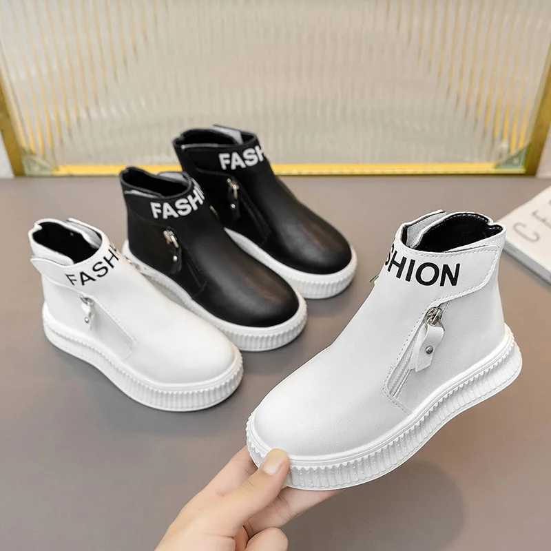 Autumn and winter baby boots anti slip British sled childrens side zipper design single boot leather shoes anti slip M241102