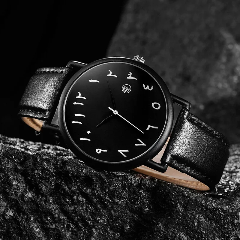 Mens Watches 2023 Brand new Leather Wrist Watch for Men Arabic Numerals Date 2025 Casual Sport Quartz Wristwatch Relogio Masculino