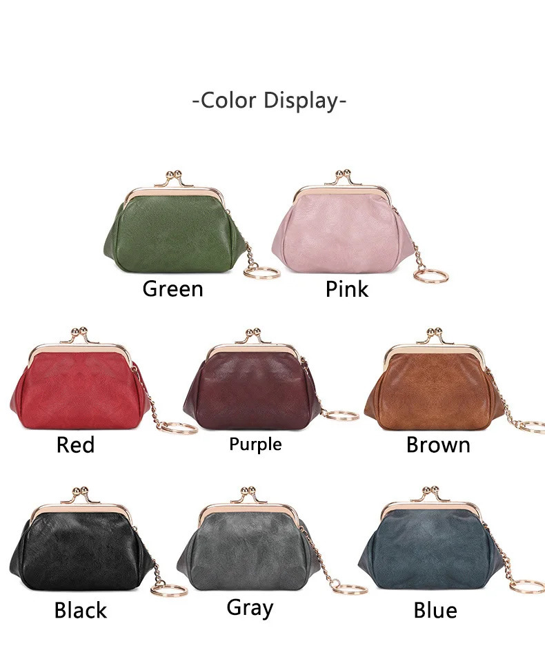 Retro mini lock clip coin purse daily portable and cute handheld storage bag for girls solid color simple key 241029