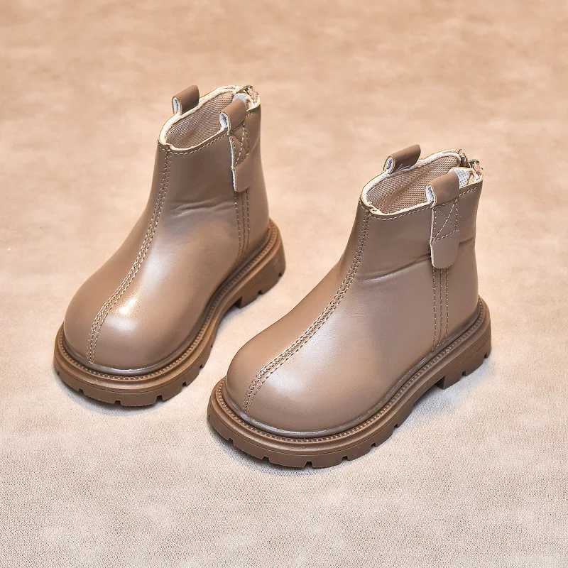Childrens Short Boots British Sled Boys and Girls Ankle Boots Solid Color Edition Autumn New Childrens Leather Boots Fashion Classic M241102