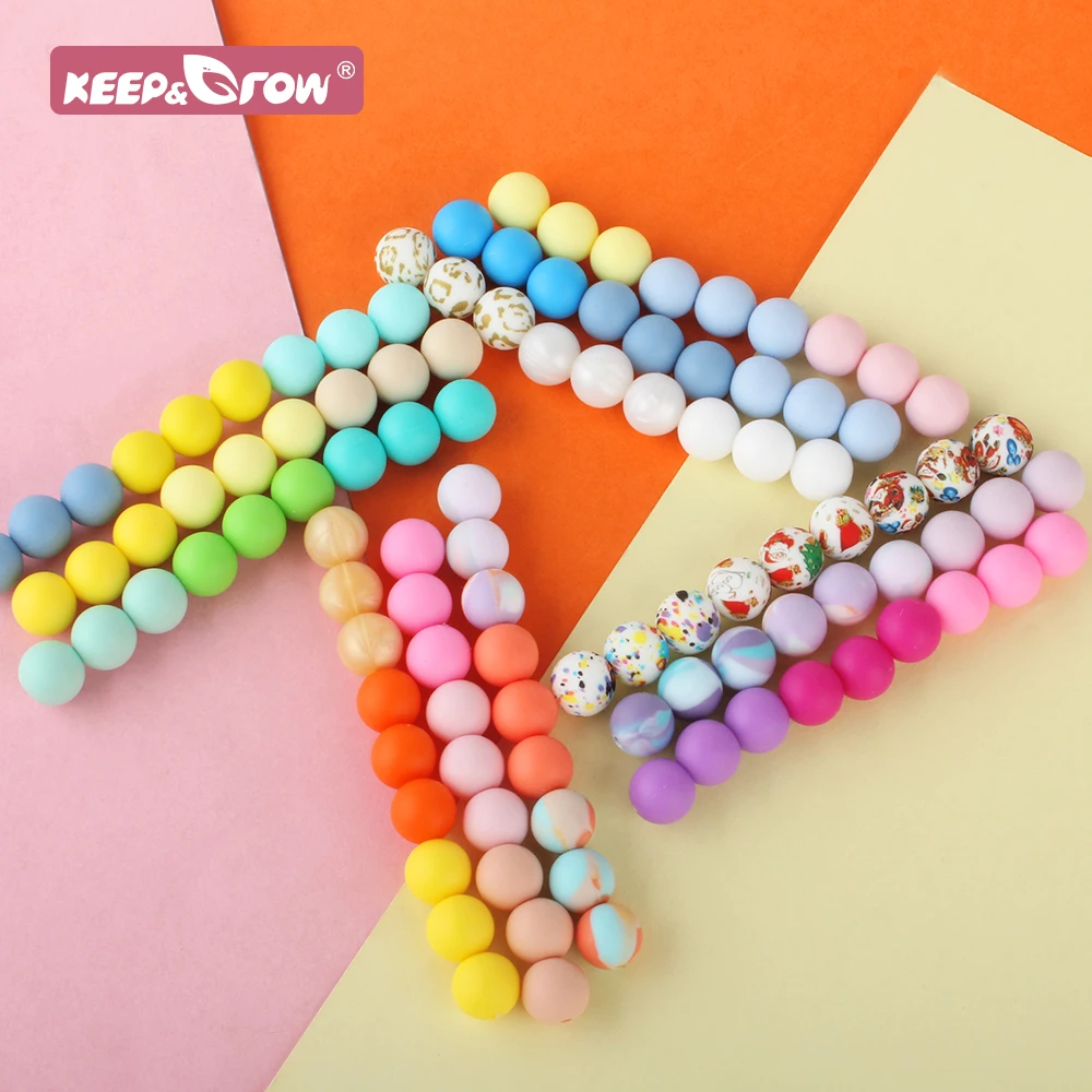12mm 50pcs Silicone Beads Food Grade Silicone Teether Round Beads Baby Chewable Teething Beads new Teether for DIY 2025 Pacifier Chains