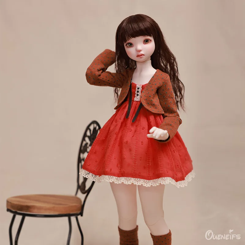 Chae BJD Doll 1/4 Brown Waistcoat And Orange Skirt Girl 2025 Toys new High Quality Collection