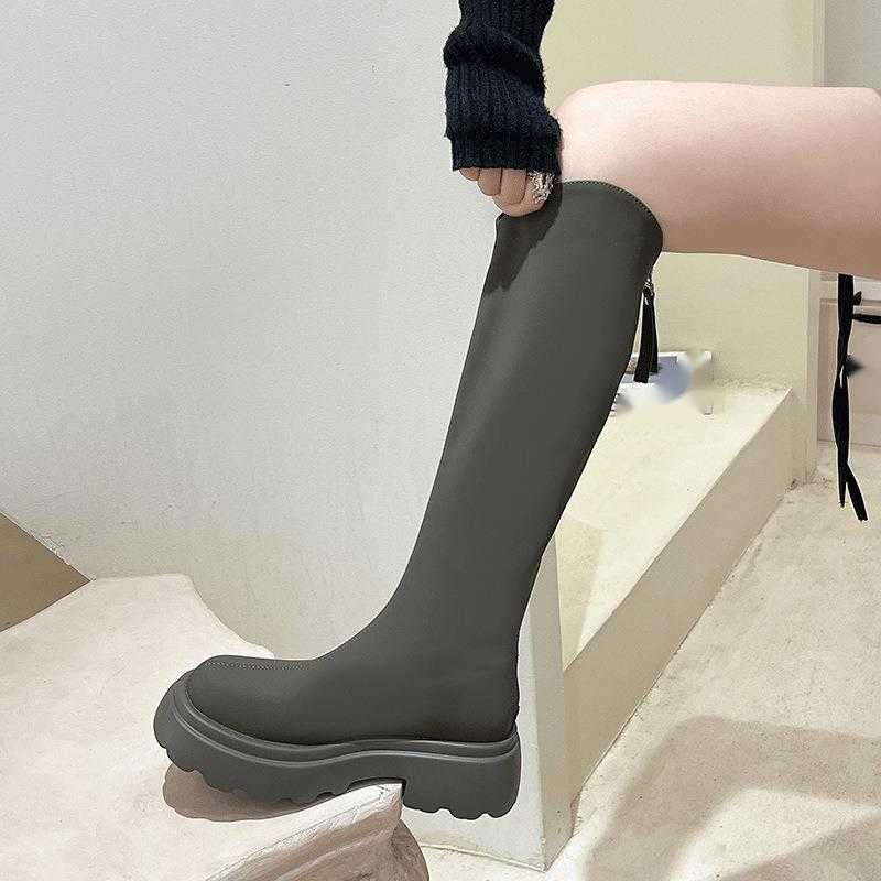 CMM Chelsea Boots Womens Autumn and Winter New Shoes Velvet Boots Long Tube Boots Womens Shoes Small Boots Long Boots