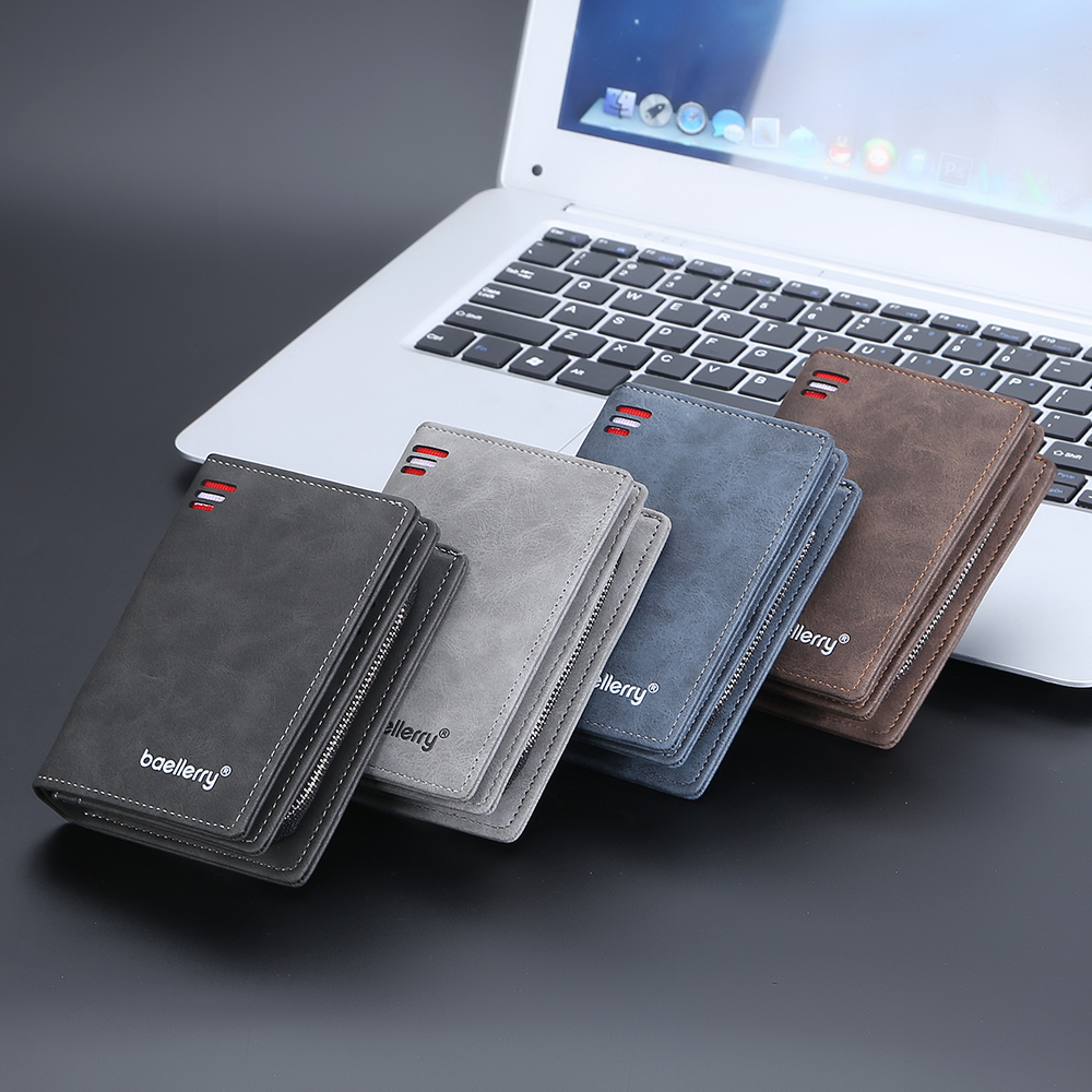 New Baellerry Mens Purse Male Wallet Small Money Bag Man PU Leather Card Holders Men's Wallets with Coin Pocket Wallet for Men