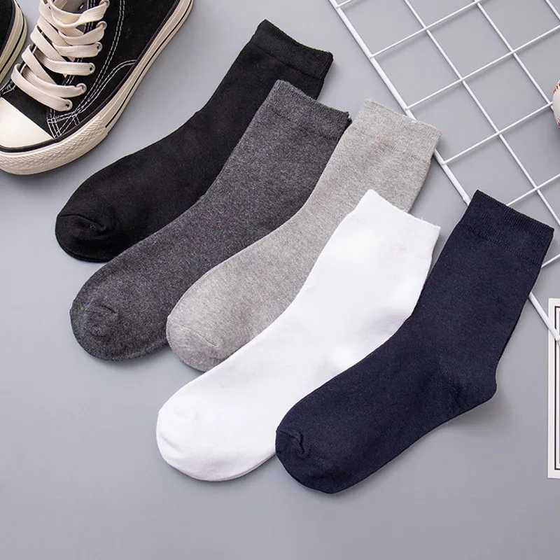 10Pairs/Lot Mens Cotton Solid Color Business Casual Stockings Breathable Non-slip Mens Mid-tube Plus Size EU39-48 LX241102