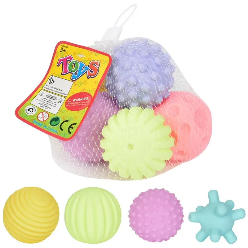 4PCS Set Soft Rubber Multi-Texture Baby 2025 Grab Ball Toy Exercise Grasp Ability Hand new Grab Ball
