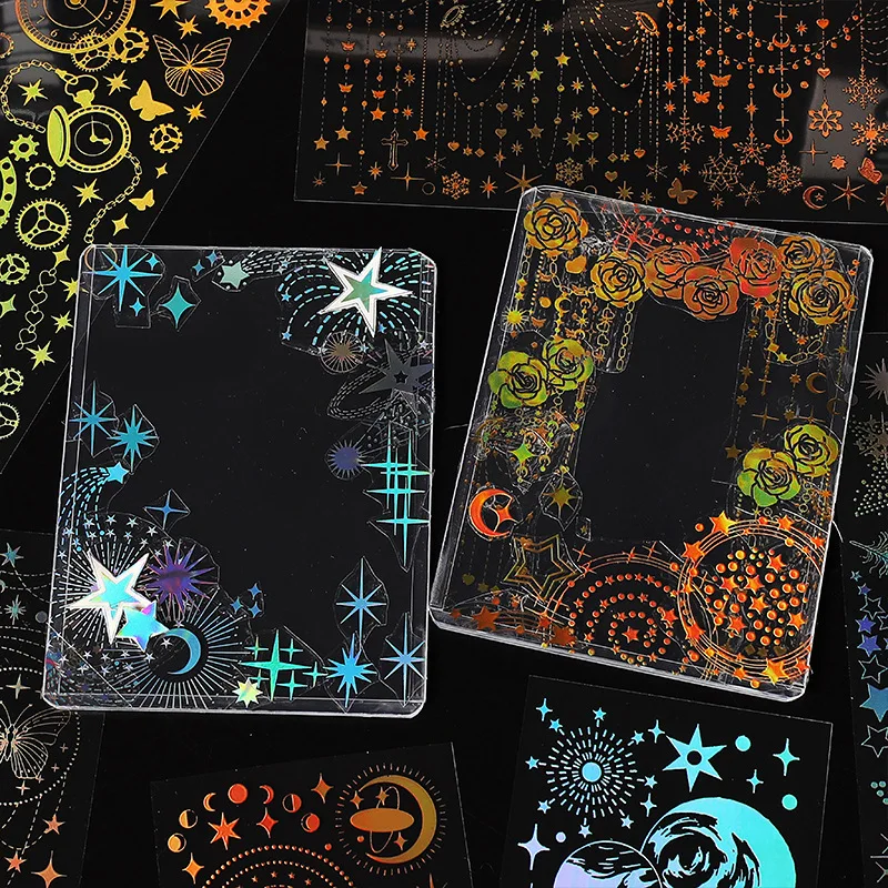 MOHAMM 3 2025 Sheets PET Waterproof Bronzing Hot Sier Decorative Stickers new for Scrapbooking DIY Collage Material