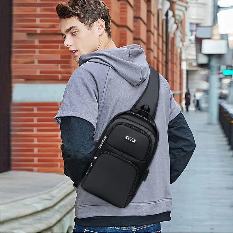 Crossbody Sling Backpacks Bag for Men Women Shoulder Backpack Chest Bags with USB Charger Port 241029