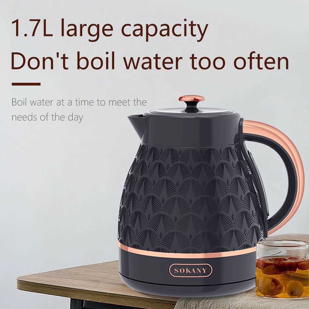 1 Sokany plug 1.7L household hot water kettle power 2000W quick heating in 6-8 minutes low noise anti shrink release Y241102