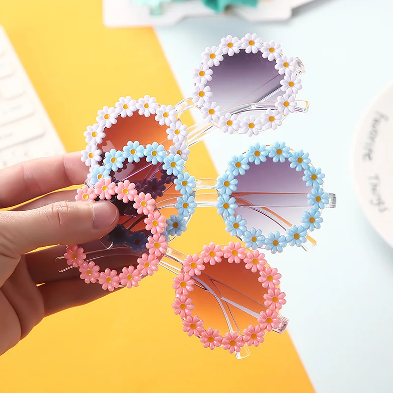 Sun Flower Sunglasses Bow Hairband Set Cute new Baby Girls Hair Accessories Newborn Head Bands 2025 Summer Beach Photography Props 2Pcs