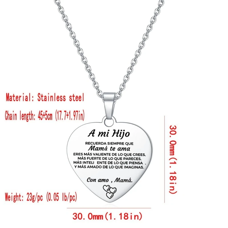 Classic Heart Shaped 2025 Necklace Inspirational Pendant Necklace new with Text Personalized Jewelry Gift for Daughter, Family Dropship