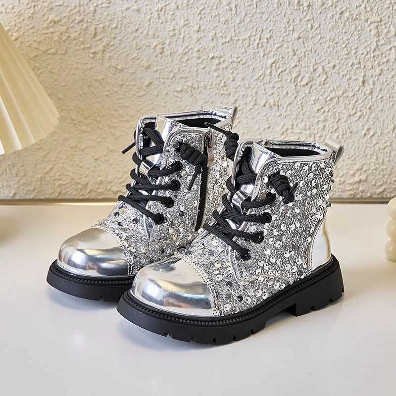 Childrens leisure boots autumn and winter girls sequined princess shoes outdoor childrens non slip soft soled short boots fashion show shoes M241102
