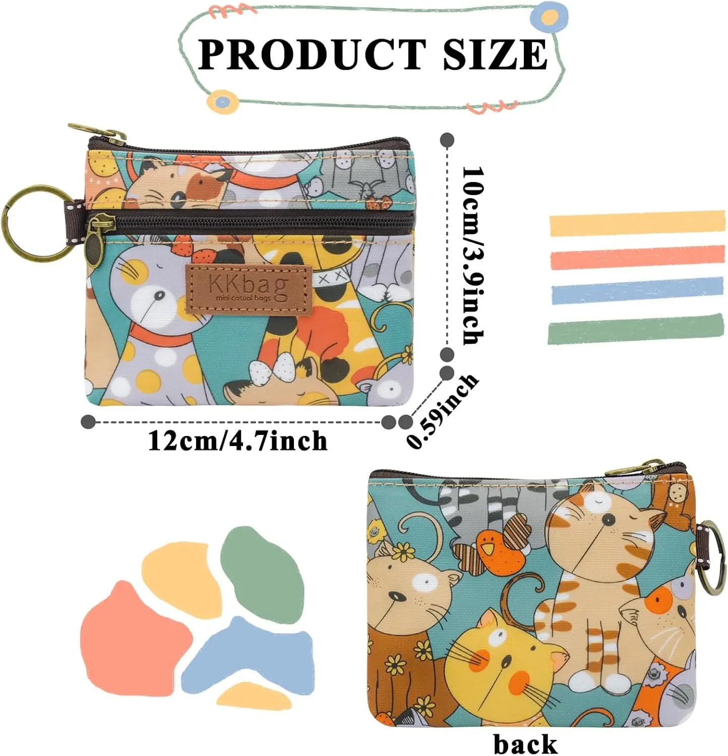 Cute Animals Wallet Zipper Purse Cartoon Small Coin Lightweight Storage Bag Money Key Card Holder For Student Women 241029