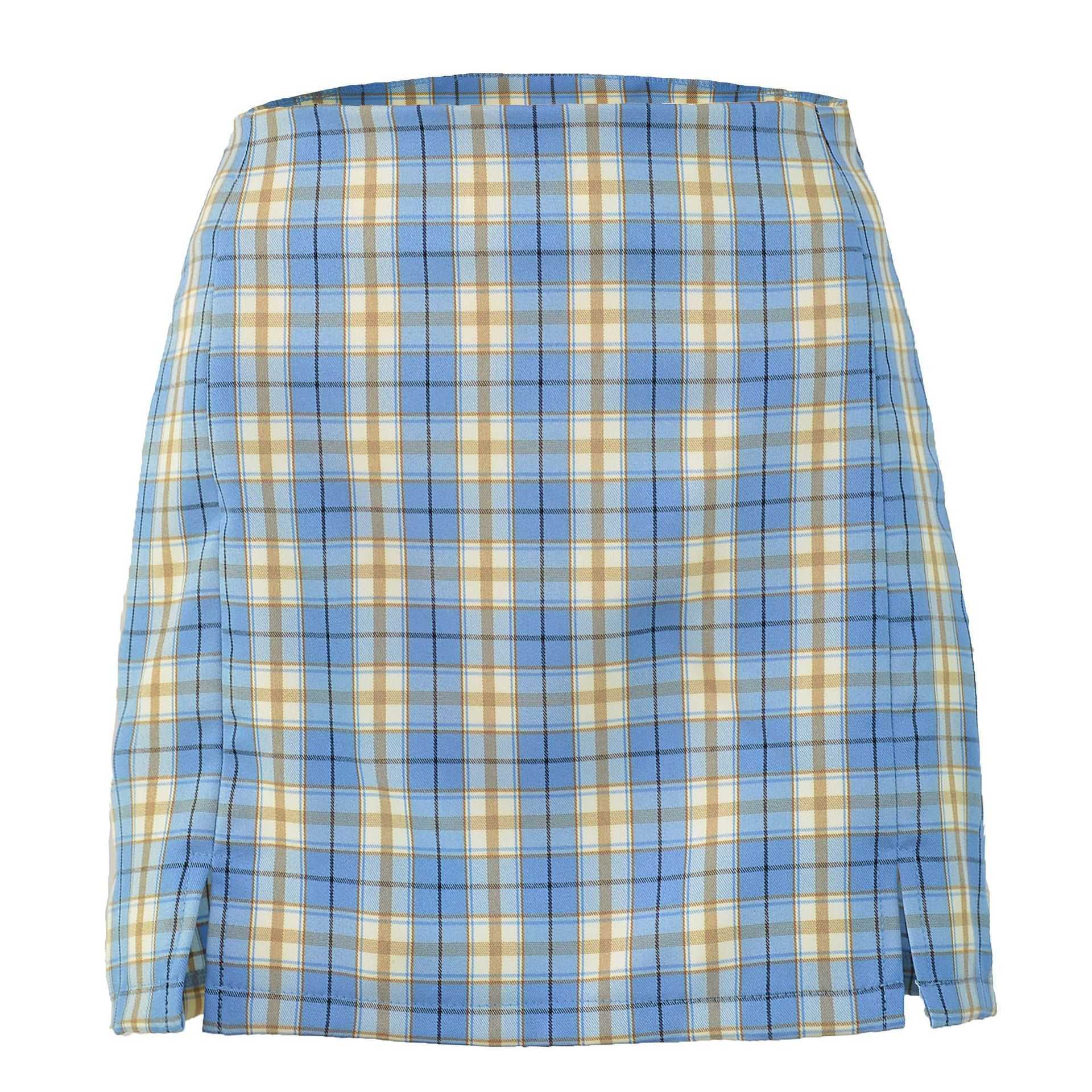 Women Zipper Skirt WoMens Plaid Midi Skirt With High Waist And Slit WoMens Hip Hugging Short Skirt Vintage Skirts Dresses Summer 241023