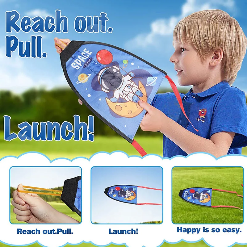 Children Catapult Kite Outdoor Elastic Gliding Mini DIY Painting Flying Thumb Rubber Band Color Kite Kid 2025 new Sports Toys