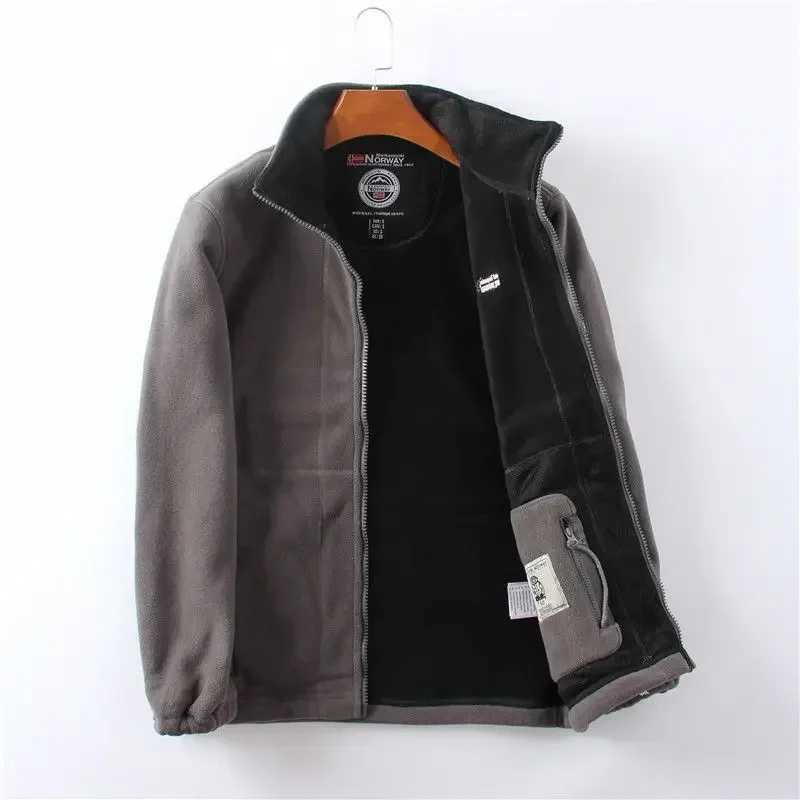 Mens thick velvet windbreaker casual jacket mens coat warm clothing soft Flce winter W241102