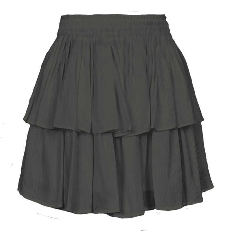 Women Bohemian Skirt Lace Side WoMens Double-layer Cotton Cake Skirt Solid Color Ruffled Elastic Short Skirt 241023