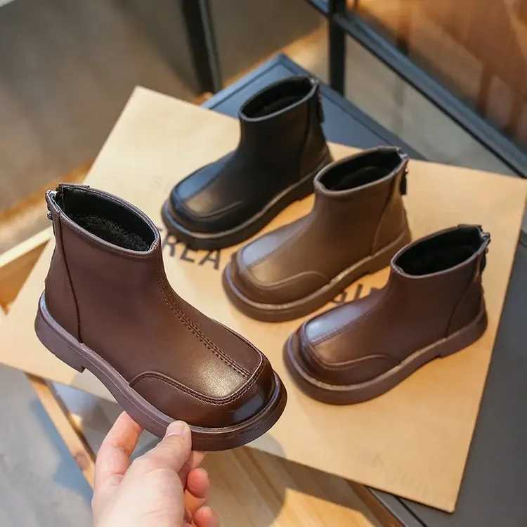 Childrens shoes fashionable short boots simple girls single boots soft soled leather boots anti slip winter casual shoes M241102