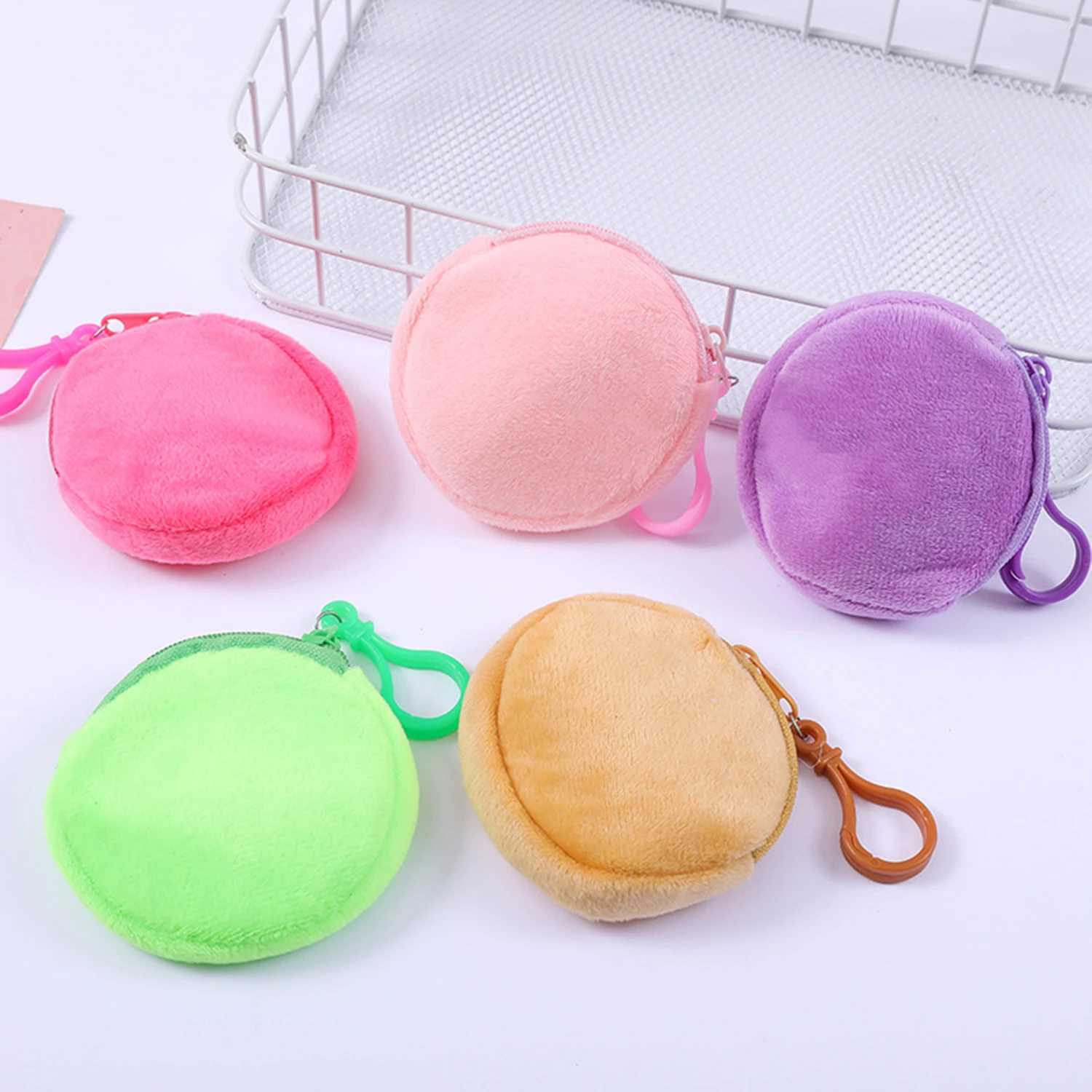 Korean Fi 8.5cm Round Zipper Coin Purse Womens Simple Handbag Card Package Coin Bag Candy Color Purse Key Earphe PouchXJ241111