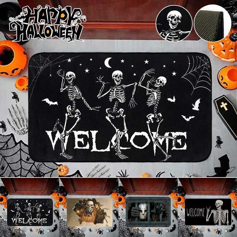 Halloween Dancing Skeletons Door Mat Spooky Skull Non-Slip Welcome Entrance Rugs Kitchen Bedroom Living Room Carpet DecorationXJ241101