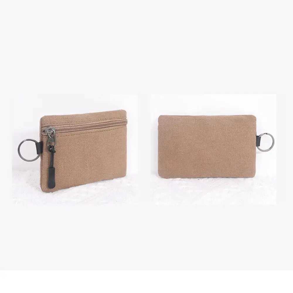 Canvas Mini Coin Wallet Bag Solid Color Zipper Key Bag Mey Pocket Purse Women Men Small Card Holder Change Coin PursesXJ241111