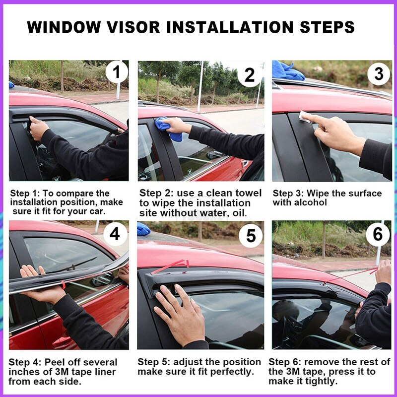 4x For GWM Wey Tank 300 2021 2022 2023 2024 Sun Rain Windows Visors Windshield Deflectors Guards Vent Cover Trim Car Accessories 85b27