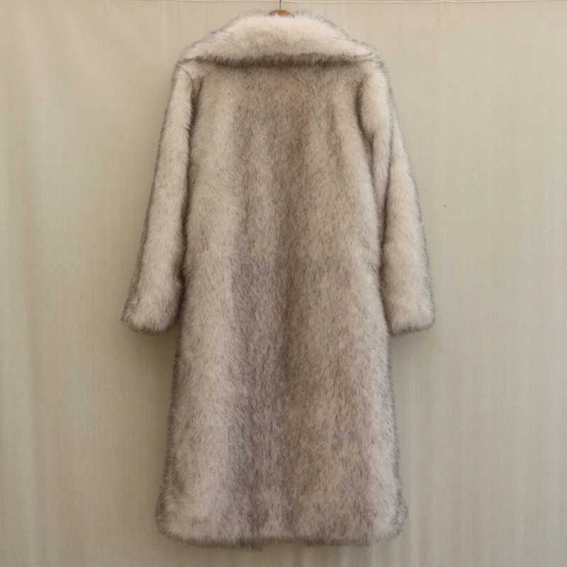 Barbiken same mens fur coat winter warm mink long big fur collar casual plus sizeXJ241102
