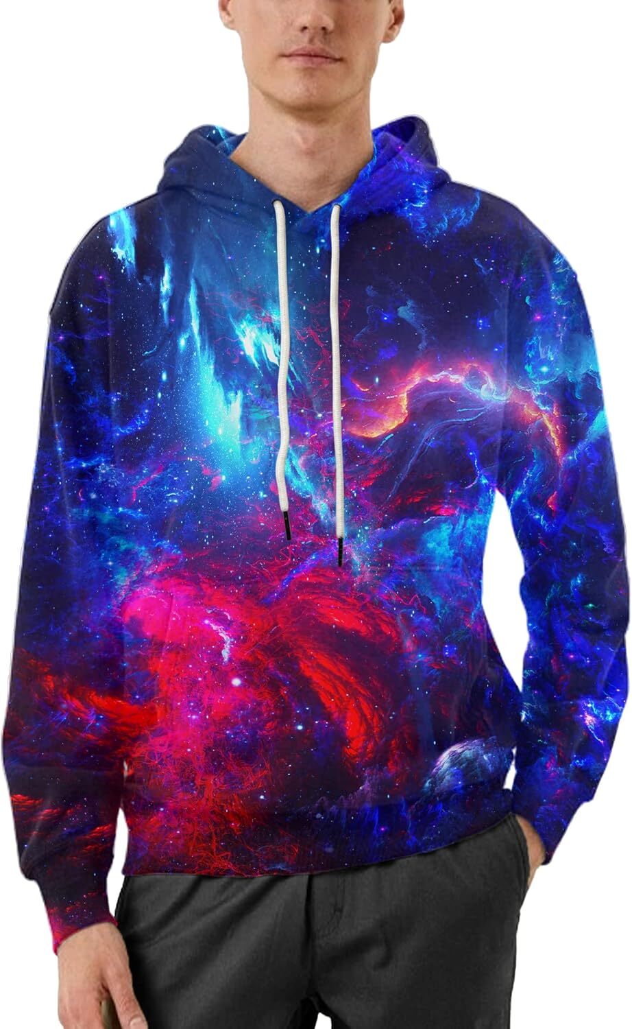 Hoodie for Mens Womens Unisex Realistic 3D Print Galaxy Pullover Hooded Sweatshirt Hoodies with Big sky Pockets Graphic Hoodies sweatshirt Pullover Lo